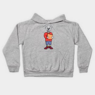 A Cute Bear Eating Bread Kids Hoodie